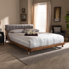 Baxton Studio Sante Mid-Century Grey Upholstered Wood King Size Platform Bed 156-9289